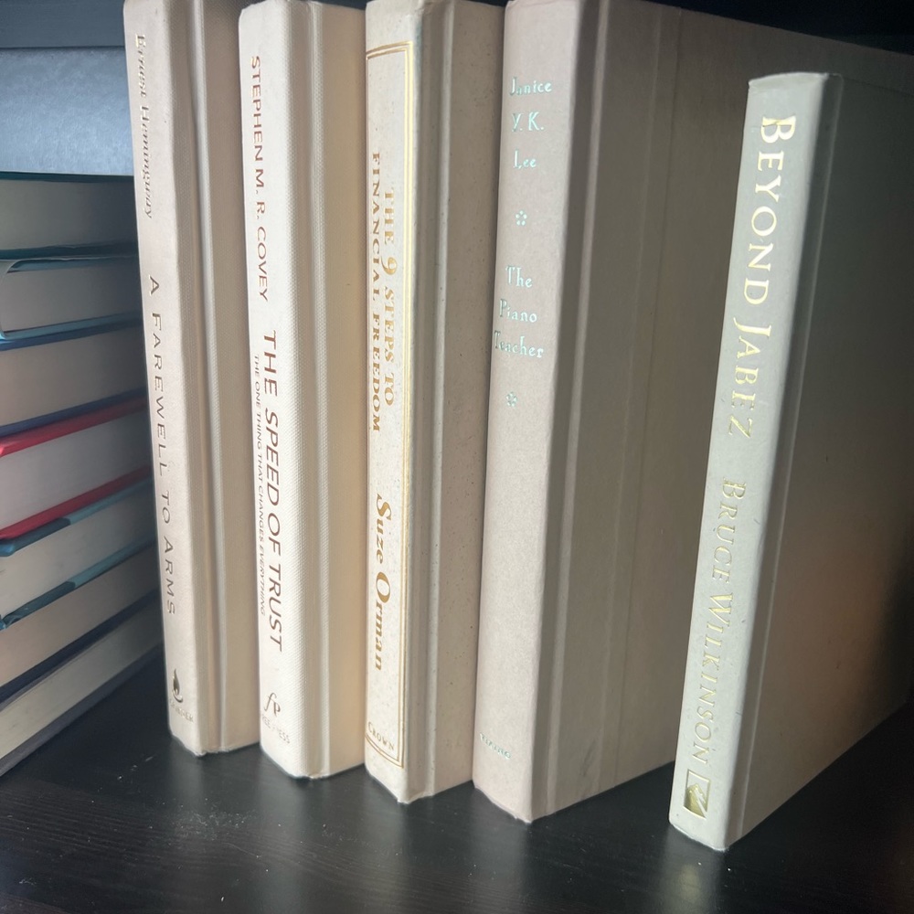 Set of 5 Beige Hardcover Books decor